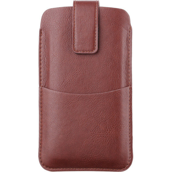 Techsuit - Belt Phone Case (BPC1) - from Premium Eco Leather, with Belt Holder, for Aprox. 6.1 inch, Size S - Brown