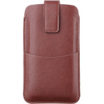Techsuit - Belt Phone Case (BPC1) - from Premium Eco Leather, with Belt Holder, for Aprox. 6.5 inch, Size M - Brown