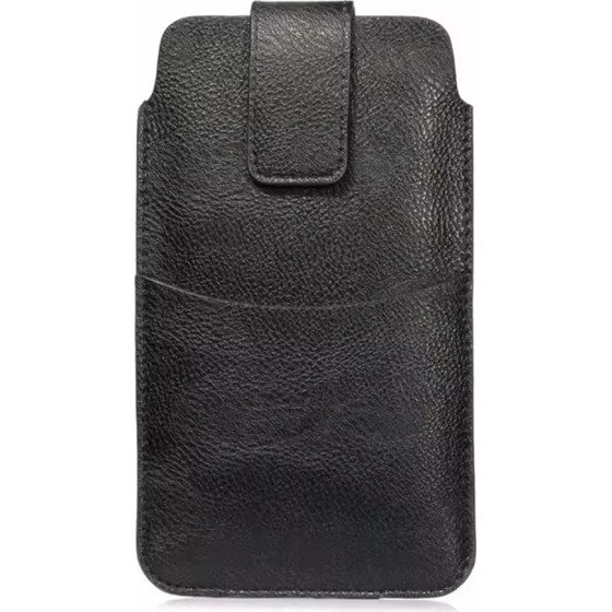 Techsuit - Belt Phone Case (BPC1) - from Premium Eco Leather, with Belt Holder, for Aprox. 6.7 inch, Size L - Black