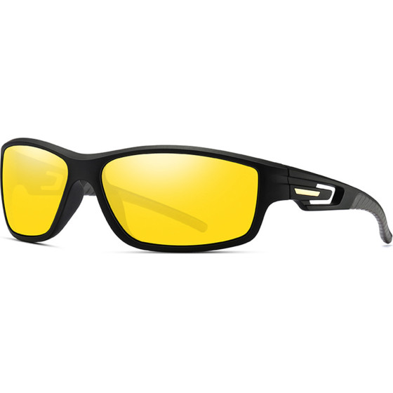 Techsuit - Bike Glasses (201910) - for Cycling and Sport Outdoor Activities, Polarized, Rectangular, Unisex - Black / Yellow - (201910;YELLOW)