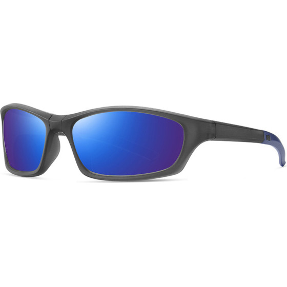 Techsuit - Bike Glasses (24101) - for Cycling and Sport Outdoor Activities, Polarized, Unisex - Gun / Blue