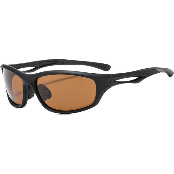 Techsuit - Bike Glasses (9309) - for Cycling and Sport Outdoor Activities, Polarized, PC Frame, Unisex - Black / Tea - (9309;TEA)