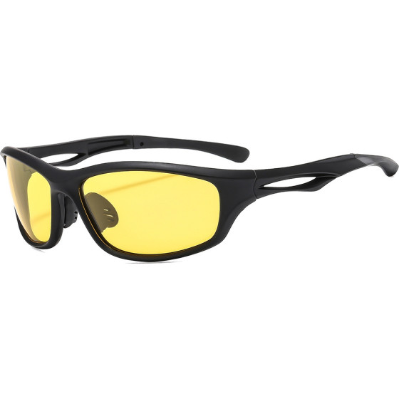 Techsuit - Bike Glasses (9309) - for Cycling and Sport Outdoor Activities, Polarized, PC Frame, Unisex - Black / Yellow - (9309;YELLOW)