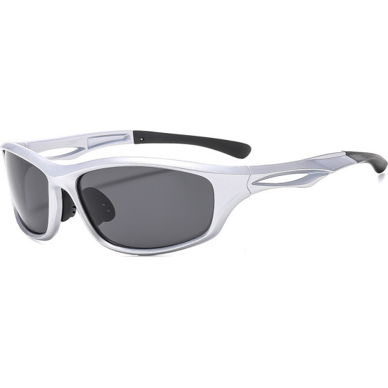Techsuit - Bike Glasses (9309) - for Cycling and Sport Outdoor Activities, Polarized, PC Frame, Unisex - Silver / Gray - (9309;SILVER)