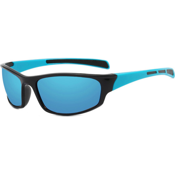 Techsuit - Bike Glasses (9937) - for Cycling, Sport Outdoor Activities, PC, Rectangular Shape, Unisex - Black / Blue