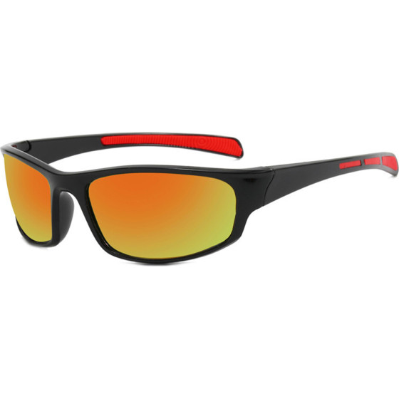 Techsuit - Bike Glasses (9937) - for Cycling, Sport Outdoor Activities, PC, Rectangular Shape, Unisex - Black / Orange