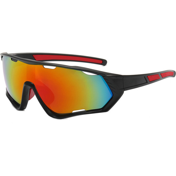 Techsuit - Bike Glasses - for Cycling, Sport Outdoor Activities, PC Frame and Lens, Unisex - Black / Red / Orange - (9330)
