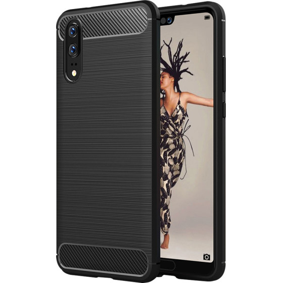 Techsuit - Carbon Silicone - Huawei P20 - Black