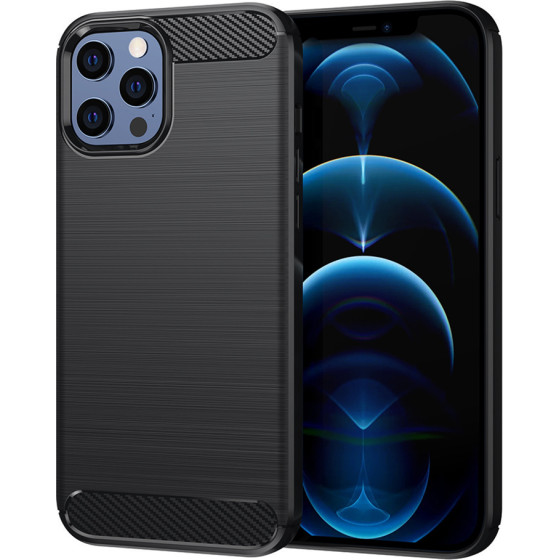 Techsuit - Carbon Silicone - iPhone 12 Pro Max - Black