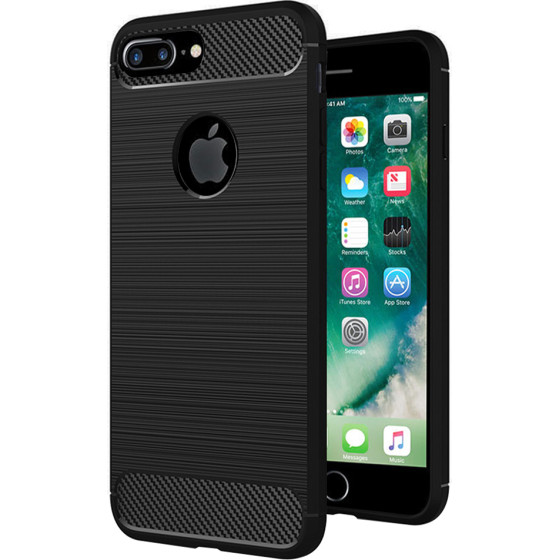 Techsuit - Carbon Silicone - iPhone 7 Plus - Black
