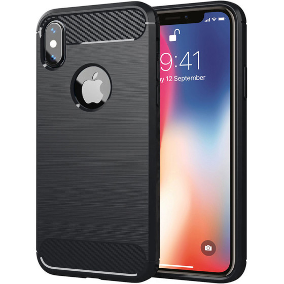 Techsuit - Carbon Silicone - iPhone X / iPhone XS - Black