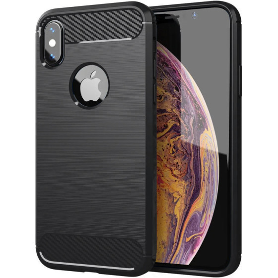 Techsuit - Carbon Silicone - iPhone XS Max - Black