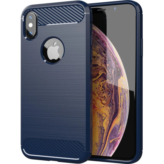 Techsuit - Carbon Silicone - iPhone XS Max - Blue