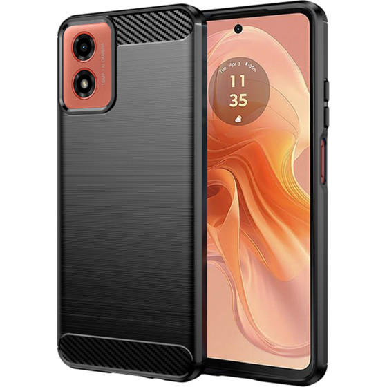 Techsuit - Carbon Silicone - Motorola Moto G04 / Moto G04s / Moto G24 / G24 Power / Moto E14 - Black
