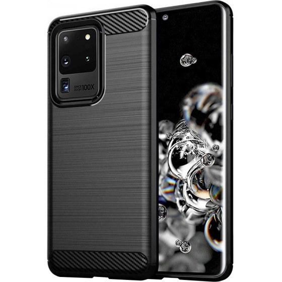 Techsuit - Carbon Silicone - Samsung Galaxy S20 Ultra 4G / S20 Ultra 5G - Black