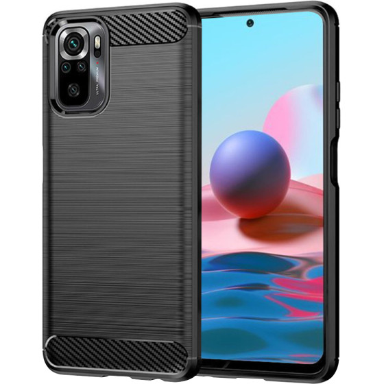 Techsuit - Carbon Silicone - Xiaomi Redmi Note 10 4G / Note 10S / Poco M5s - Black