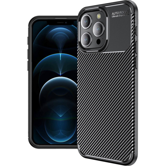 Techsuit - CarbonFiber - iPhone 12 Pro Max - Black