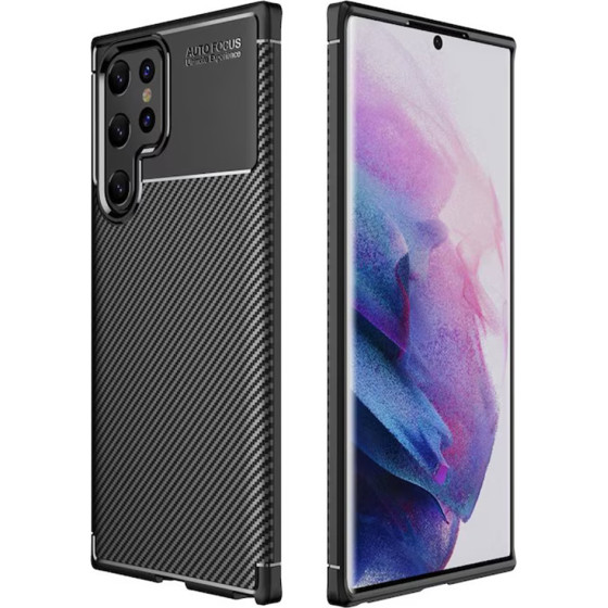 Techsuit - CarbonFiber - Samsung Galaxy S22 Ultra 5G - Black