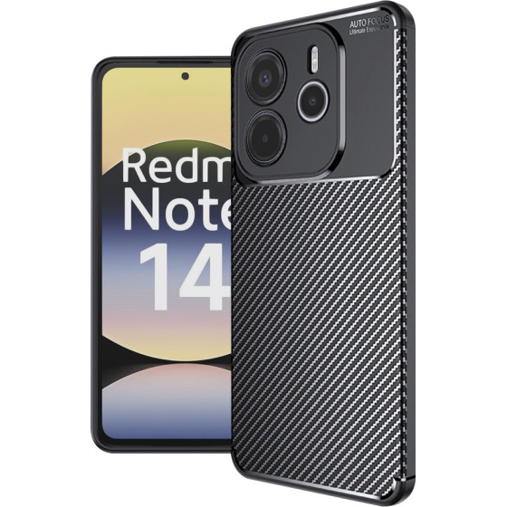 Techsuit - CarbonFiber - Xiaomi Redmi Note 14 4G (163.25 x 76.55 x 8.16mm) - Black