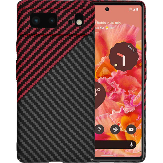 Techsuit - Carbonite FiberShell - Google Pixel 6 - Red Vortex