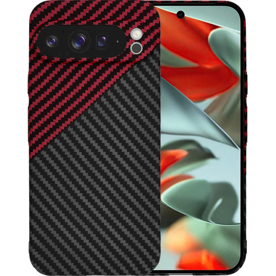 Techsuit - Carbonite FiberShell - Google Pixel 9 Pro XL - Red Vortex