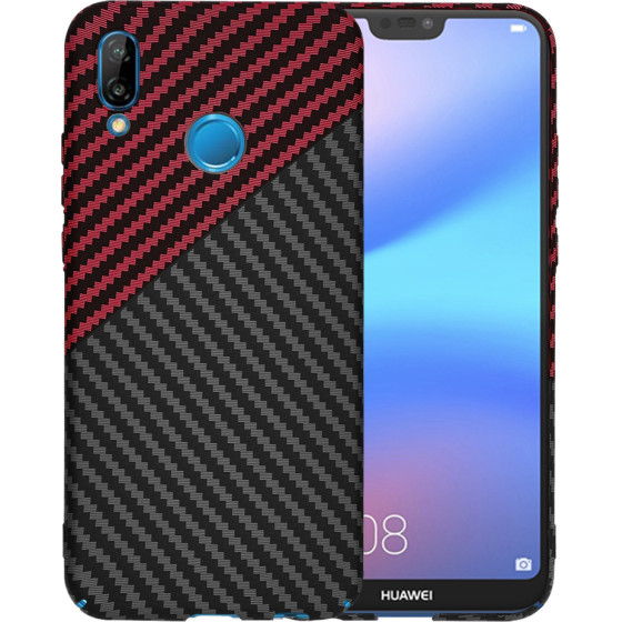 Techsuit - Carbonite FiberShell - Huawei P20 Lite - Red Vortex