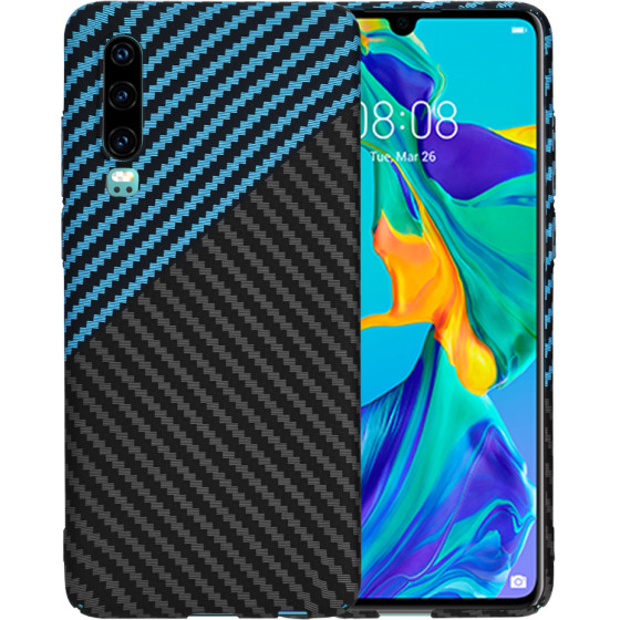 Techsuit - Carbonite FiberShell - Huawei P30 - Blue Pulse