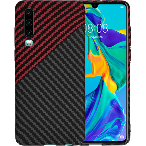 Techsuit - Carbonite FiberShell - Huawei P30 - Red Vortex