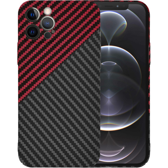 Techsuit - Carbonite FiberShell - iPhone 12 Pro - Red Vortex