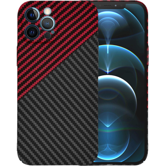 Techsuit - Carbonite FiberShell - iPhone 12 Pro Max - Red Vortex