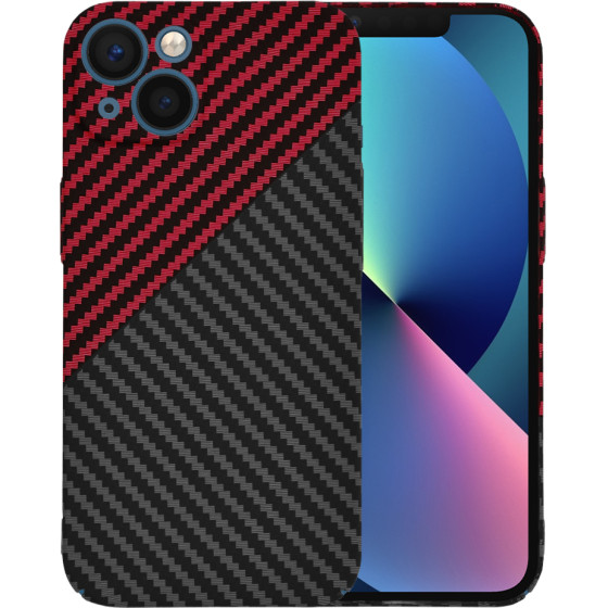 Techsuit - Carbonite FiberShell - iPhone 13 - Red Vortex
