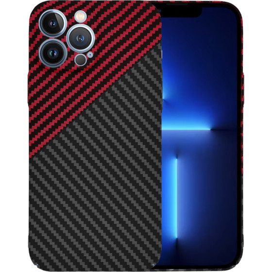 Techsuit - Carbonite FiberShell - iPhone 13 Pro Max - Red Vortex