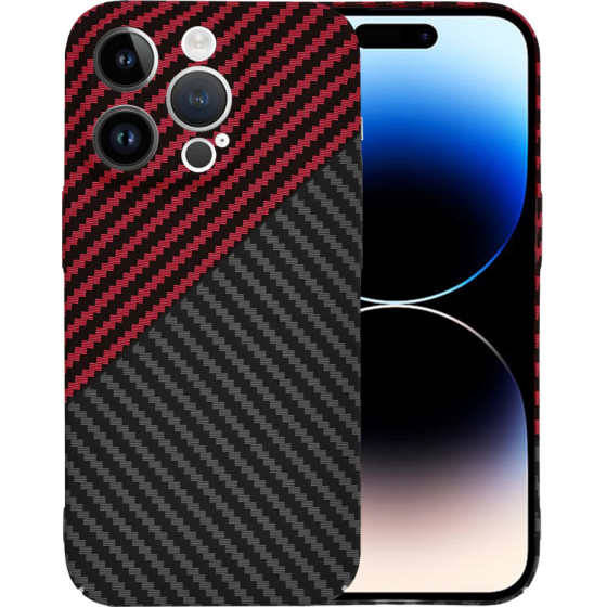 Techsuit - Carbonite FiberShell - iPhone 14 Pro - Red Vortex