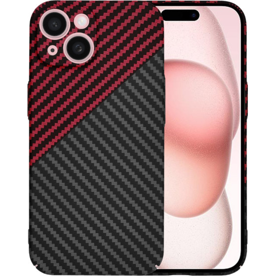 Techsuit - Carbonite FiberShell - iPhone 15 - Red Vortex