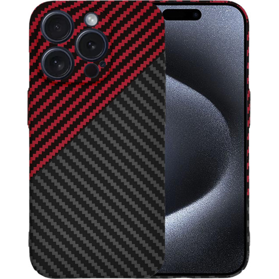 Techsuit - Carbonite FiberShell - iPhone 15 Pro - Red Vortex