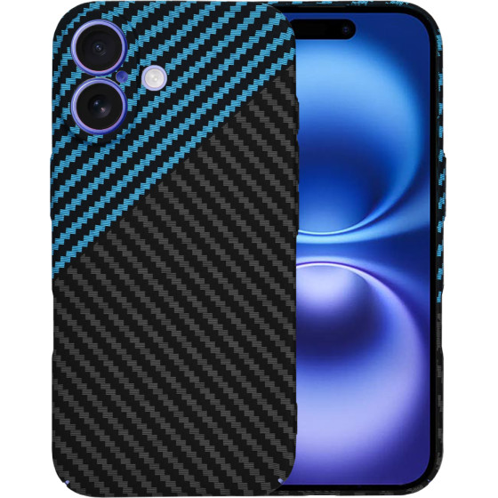 Techsuit - Carbonite FiberShell - iPhone 16 - Blue Pulse