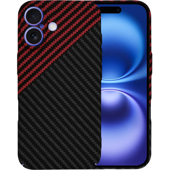 Techsuit - Carbonite FiberShell - iPhone 16 - Red Vortex