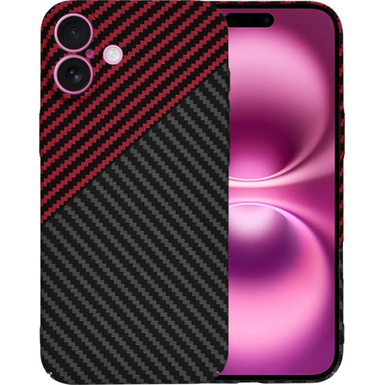 Techsuit - Carbonite FiberShell - iPhone 16 Plus - Red Vortex