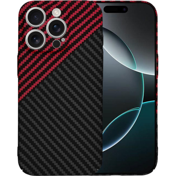 Techsuit - Carbonite FiberShell - iPhone 16 Pro - Red Vortex