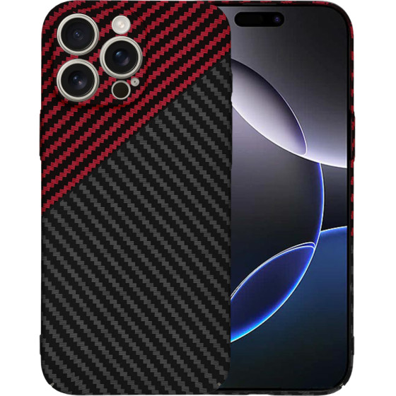Techsuit - Carbonite FiberShell - iPhone 16 Pro Max - Red Vortex