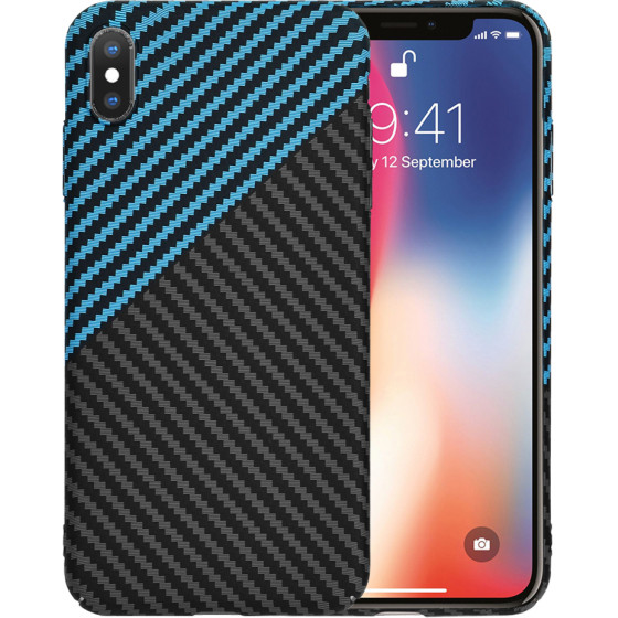 Techsuit - Carbonite FiberShell - iPhone X / iPhone XS - Blue Pulse