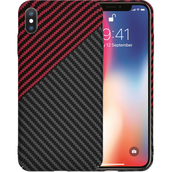 Techsuit - Carbonite FiberShell - iPhone X / iPhone XS - Red Vortex
