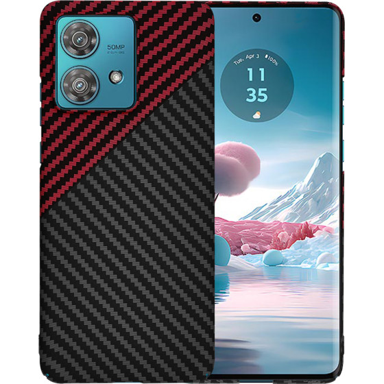 Techsuit - Carbonite FiberShell - Motorola Edge 40 Neo - Red Vortex