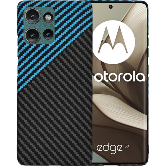 Techsuit - Carbonite FiberShell - Motorola Edge 50 - Blue Pulse