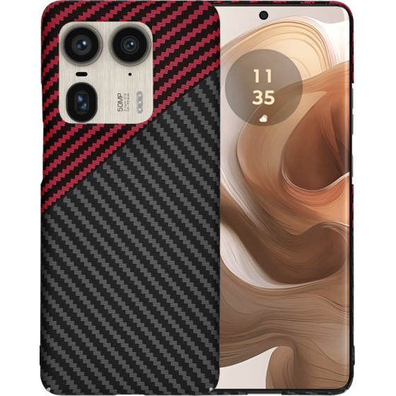 Techsuit - Carbonite FiberShell - Motorola Edge 50 Ultra - Red Vortex