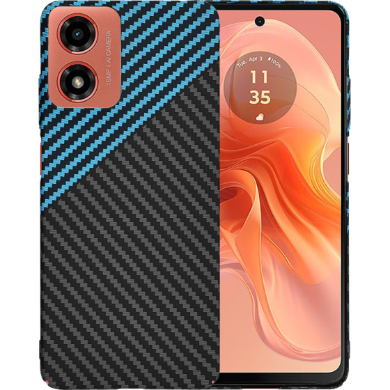 Techsuit - Carbonite FiberShell - Motorola Moto G04 / Moto G04s / Moto G24 / Moto E14 - Blue Pulse