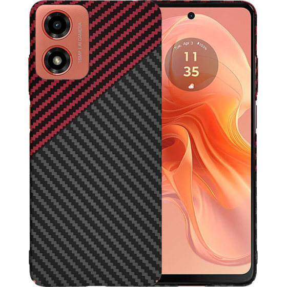 Techsuit - Carbonite FiberShell - Motorola Moto G04 / Moto G04s / Moto G24 / Moto E14 - Red Vortex