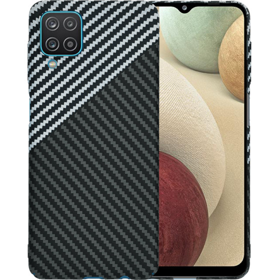 Techsuit - Carbonite FiberShell - Samsung Galaxy A12 / A12 Nacho / M12 / F12 - Stealth Gray