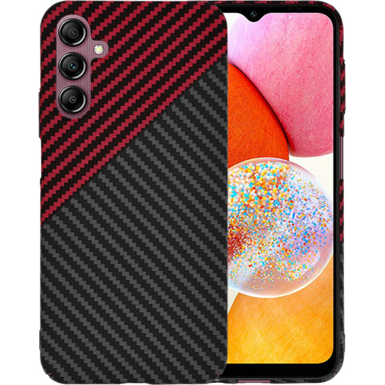 Techsuit - Carbonite FiberShell - Samsung Galaxy A14 4G / A14 5G - Red Vortex
