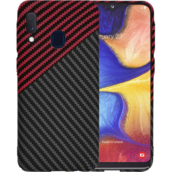 Techsuit - Carbonite FiberShell - Samsung Galaxy A20e - Red Vortex